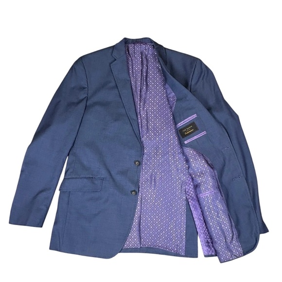 Ted Baker Endurance Jarrett Men 38S Blazer Wool Dual Vent Stitched Jacket Blue